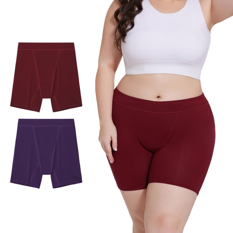 Allbase Incontinence Underwear for Women Washable Period Boxers Briefs Heavy Flow Leakproof Overnight High Absorbency Menstrual Postpartum Bladder Control Boyshorts Panties Large Pack of 2